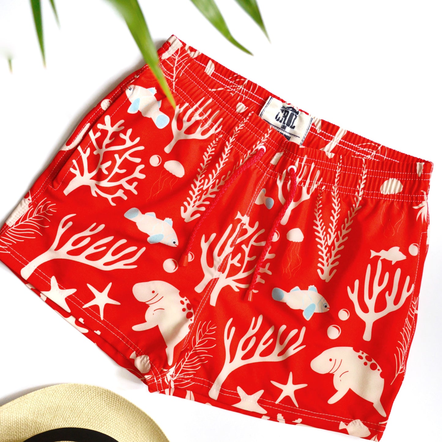 Pantaloneta Playera Manatí Fondo Rojo (Outlet)