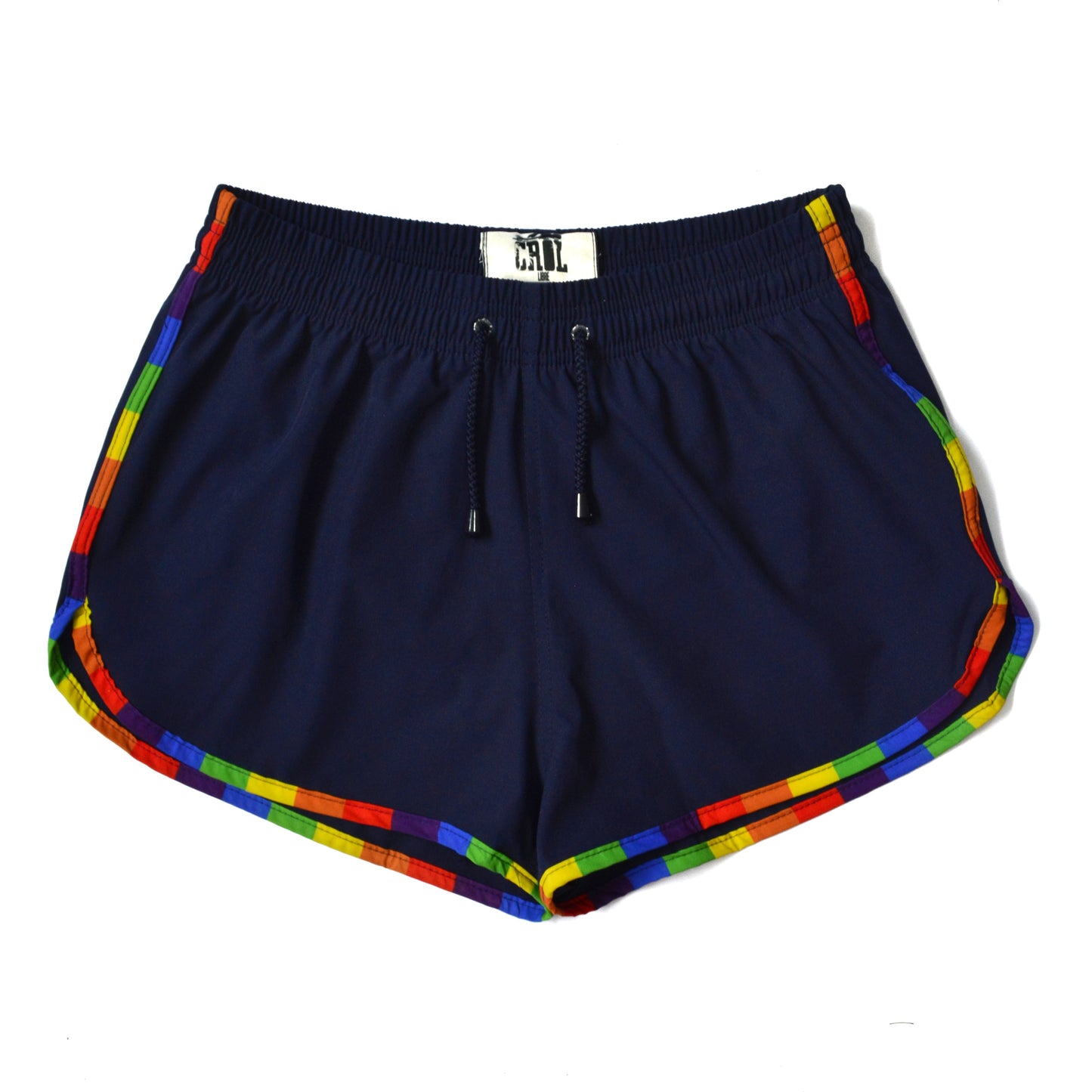 Pantaloneta playera curva azul oscuro con sesgo pride