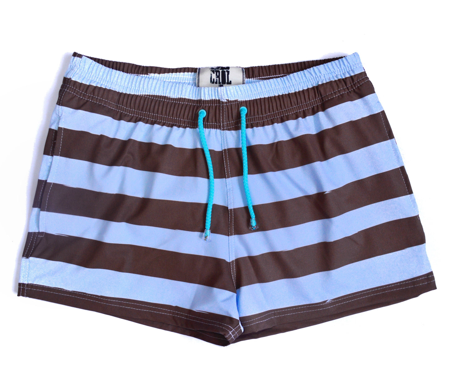 Pantaloneta Playera Rayada Azul y Cafe (Liquidacion por defecto)