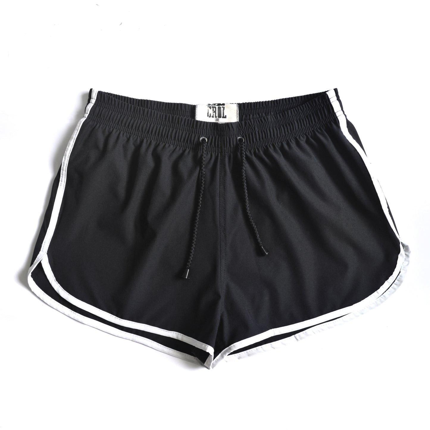 Pantaloneta Playera Curva Negra Con Sesgo Blanco