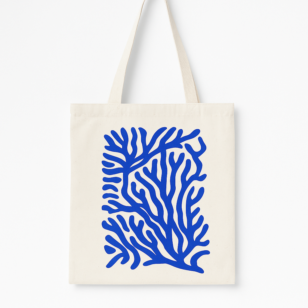 Tote bag Coral Azul Lienzo eco  38 x 42 correa 110cm