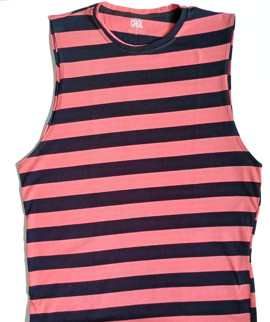 Camisilla Cisa Rayas negras y salmon (Liquidación por defecto)