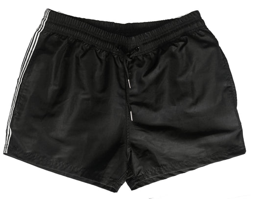 Pantaloneta Playera Rigida Negra con Aplique