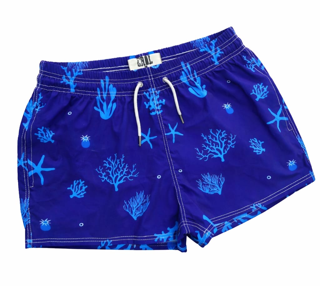 Pantaloneta playera estampado azul coral