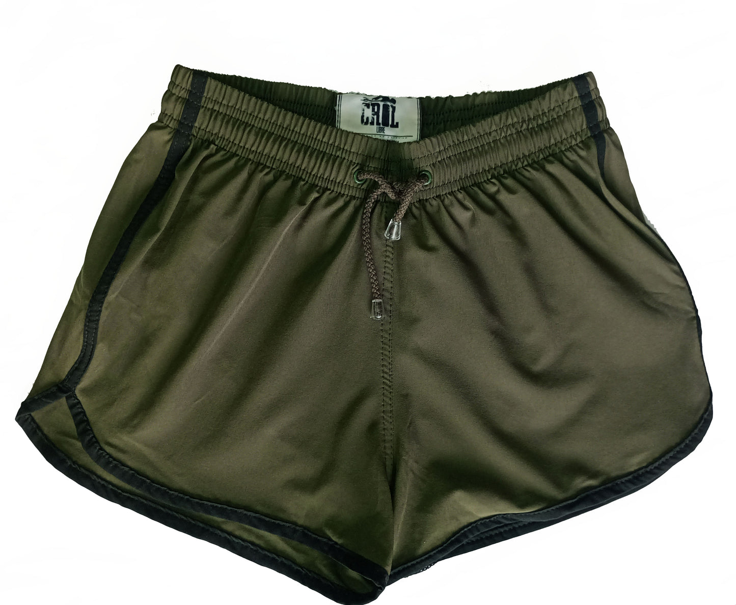 Pantaloneta Curva Verde militar con Sesgo Negro