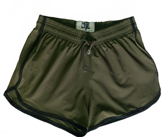 Pantaloneta Curva Verde militar con Sesgo Negro