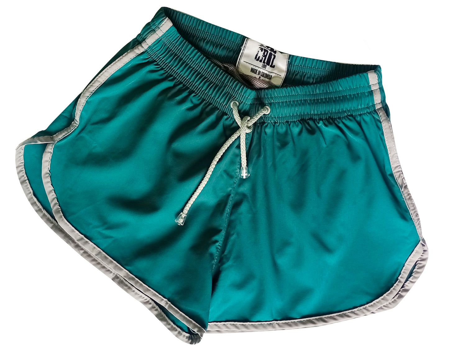 Pantaloneta Curva Verde Pino con Sesgo Gris claro