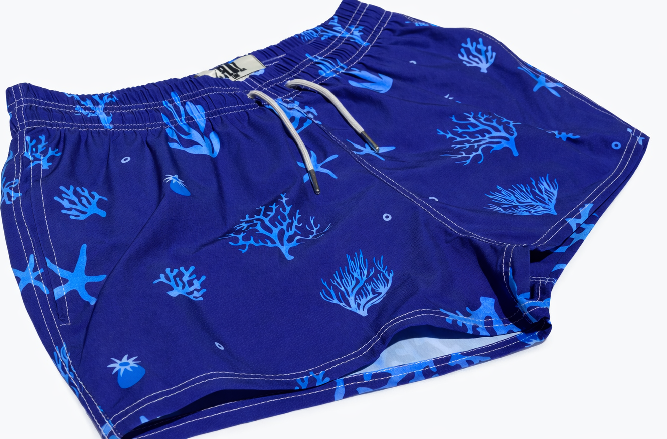 Pantaloneta playera estampado azul coral