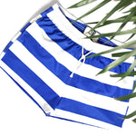 Pantaloneta Playera de Líneas Horizontales Azul Rey
