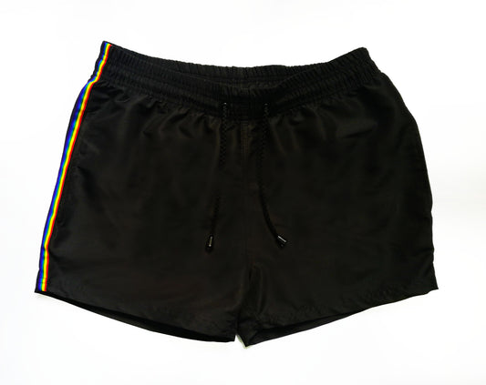 Pantaloneta Playera Rigida negra con aplique PRIDE